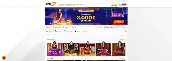 Página principal de Kirolbet Casino
